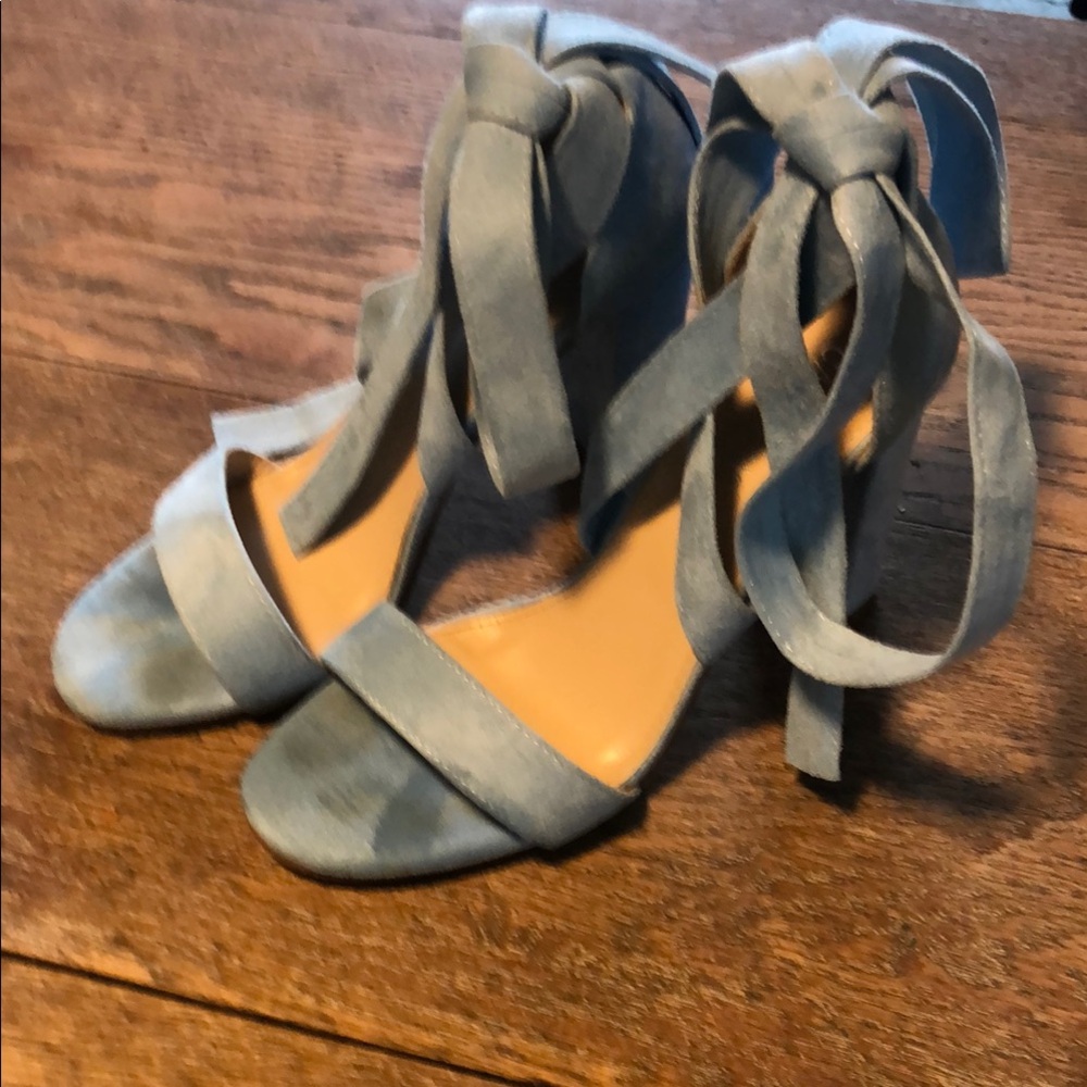Elegant Blue Suede Women's Heels